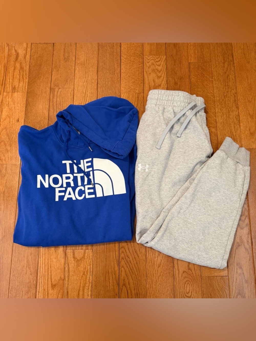 Lot of 2 North Face Hoodies Under Armor Jogger Pants Mens Large Blue Gray